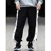 cheap Joggers-Men's Joggers Tear Away Pants Trousers Straight Leg Sweatpants Pocket Elastic Waist Side Button Plain Comfort Breathable Outdoor Daily Going out Fashion Casual Black