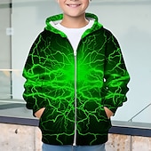 billiga Pojkens 3D Vision &amp; Geometri-Pojkar 3D Grafisk Huvtröja Kappa Ytterkläder Långärmad 3D-tryck Höst Vinter Mode Streetwear Häftig Barn 3-12 år Utomhus Ledigt Dagligen Normal
