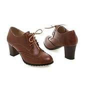 tanie Lata 20. XX wieku-damskie zielone półbuty typu brogs oxford - skórzane buty vintage ze sznurowadłami na grubym obcasie do biura i na co dzień