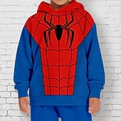 お買い得  男の子の3D動物-男の子 3D SPIDER パーカー＆スウェットパンツセット セット 長袖 3Dプリント 秋 冬 活発的 ファッション クール 子供 3〜12年 アウトドア バケーション ストリート レギュラー