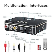 abordables Periféricos de ordenador-Receptor y transmisor bluetooth 5,0 2 en 1, fm estéreo, aux, jack de 3,5mm, rca, llamada óptica con manos libres, adaptador de audio inalámbrico bluetooth nfc para tv