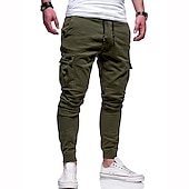 abordables Pantalones cargo-Hombre Pantalones cargo Persona que practica jogging Pantalones Retazos Bolsillo con cremallera Color sólido Comodidad Transpirable Casual Diario Ropa de calle Deportes Moda Negro Blanco Microelástico