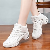 abordables Chaussures de jazz-Femme Chaussures de Jazz Baskets de Danse Danse en ligne Utilisation Entraînement Soirée Manteaux en similicuir Plus doux Professionnel Deli-pointes Talon épais Bout rond Lacet Adolescent Adulte Noir