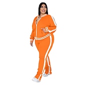 cheap Women&#039;s Tracksuit-Women&#039;s Tracksuit Sweatsuit 2 Piece Athletic Winter Long Sleeve Thermal Warm Breathable Soft Fitness Running Jogging Sportswear Activewear Striped Black Yellow Light Green