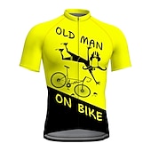 voordelige Heren shirts-Voor heren Wielrenshirt Korte mouw Fietsen Shirt Kleding Bovenlichaam met 3 achterzakken Bergracen Wegwielrennen Ademend Sneldrogend Vochtregelerend Reflecterende strips Zwart Geel Rood Grafisch