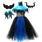 preiswerte Kostüme für Mädchen-Halloween Hexe Maleficent Walpurgisnacht Kleid Cosplay Kostüm Tutu Kinder Mädchen Cosplay Halloween Leistung Party Halloween Halloween Karneval Maskerade Einfaches Karnevalskostüm