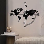 baratos decoração de parede de metal-1 peça mapa mundi arte de parede de metal decoração ao ar livre escultura de parede à prova de ferrugem ideal para jardim, casa, fazenda, pátio e quarto