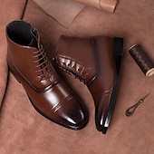 voordelige Dress Boots-Heren bruine imitatieleren brogue enkellaarsjes – vintage veterontwerp met wingtip-details en duurzame zool voor formele en informele gelegenheden