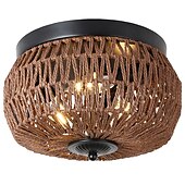 economico Lampade da soffitto-boho lampada da soffitto plafoniera in rattan mini lampada a sospensione in rattan intrecciato plafoniera per piccola camera da letto corridoio ingresso cucina isola fattoria bagno 110-240v