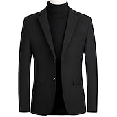 abordables Blazers Clásicos para Hombres-Hombre chaqueta Negocio Fiesta de Boda Moda Casual Invierno Primavera &amp; Otoño Mezcla de Lana Plano Bolsillo Casual / Diario Botonadura Simple Chaqueta de sport Negro Burdeos Azul Marino Gris