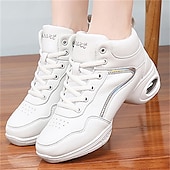 abordables Chaussures de jazz-Femme Chaussures de Jazz Baskets de Danse Danse en ligne Utilisation Entraînement Soirée Manteaux en similicuir Plus doux Professionnel Deli-pointes Talon épais Bout rond Lacet Adolescent Adulte Noir