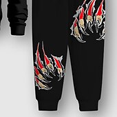 billiga Pojkens 3D-djur-Pojkar 3D Varg Sweatshirt &amp; Sweatpants Set Set Långärmad 3d-utskrivning Höst Vinter Aktiv Mode Häftig Barn 3-12 år Rund hals Utomhus Semester Gata Normal