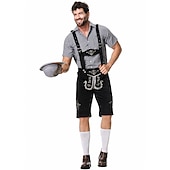  Slušivý kostým na Oktoberfest - Dirndl pro ženy nebo Lederhosen pro muže alpské německé bavorský pivní šaty ideální na pivní festival párty Halloween tematickou párty - prodává se zvlášť pro něj a