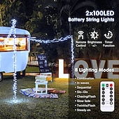 abordables Guirlandes lumineuses à piles-Halloween Noël boîte à piles étanche guirlande lumineuse 8 fonctions télécommande intérieure et extérieure cour jardin décoration de mariage lumière 4m-30leds/6.5m-50leds/10m-100leds