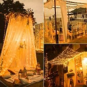 economico Striscie luci ad energia solare-3M Fili luminosi 100/200/300 LED EL Bianco caldo Luce fredda Multicolore Luci per finestre / tende / ghiacciolo Halloween Solare Matrimonio Ad energia solare
