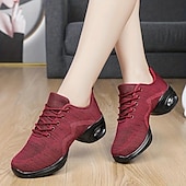 baratos Ténis de Dança-tênis de dança de malha leve femininos – sapatos de jazz respiráveis com cadarço para fitness, zumba e dança hip-hop