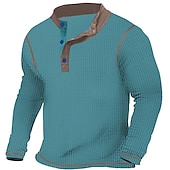 olcso Alkalmi Henley póló-Férfi Póló Gofri Henley ing Henley ing Tee Top Hosszú ujjú ing Kollázs Henley Utca Vakáció Hosszú ujj Kollázs Ruházat Divat Dizájn Alap