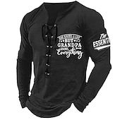 voordelige Vintage T-shirts-Voor heren Grafisch opa T-shirt Lange mouw T-shirt 3D-afdrukken Overhemd Modieus Dagelijks Buiten Casual Feestdagen Uitgaan Zwart Wit Bordeaux Lente &amp; Herfst Kleding S M L XL 2XL 3XL