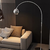 preiswerte LED-Stehlampe-Stehleuchte, Stehleuchte, Bogen-Stehleuchte, Lese-Stehleuchte, Stahl/Nickel matt, satiniert, verstellbar, Grande Edelstahl, 110–240 V