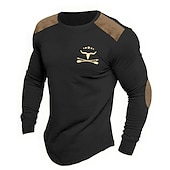 levne Vintage trička-Pánské Grafika Dobytek Tričko Dlouhý rukáv tričko 3D tisk Tričkový Košile Módní Designové Na běžné nošení Outdoorové sporty Dovolená Jdeme ven Černá Hnědá Trávová zelená Jaro &amp; podzim Oblečení S M L