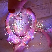 رخيصةأون يعمل بالبطاريات-أضواء سلسلة الألعاب النارية LED لعيد الميلاد 3m 100leds 6m 200leds 8 أوضاع إضاءة تعمل بالبطارية LED سلك نحاسي ضوء لشجرة عيد الميلاد وحفلات الزفاف وديكور المنزل