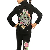 cheap Figure Skating Jackets &amp; Vests-Figure Skating Fleece Jacket Women&#039;s Girls&#039; Ice Skating Jacket Top Black Stretchy Training Competition Skating Wear Thermal Warm Crystal / Rhinestone Long Sleeve Ice Skating Figure Skating