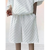billiga Set med herr-T-shirts-Herr T-shirtkostymer Träningsoverall Tennisskjorta Shorts och T-shirt set Kort ärm Rund hals Sommar Rutig Slät Gymnastik Ledigt 2 st Semester Dagliga kläder Sportkläder Svart Vit Grå Topp t-shirt för