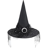 billige halloween 2024-Cosplay Dekorasjon Rekvisitter Kvinnelig Trollmannhette Voksen Heks Hodepryd Barns Feriehette Polyester Taff Walpurgisnatt