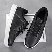 billiga Herrsneakers-Herr Sneakers Kontor / Business Vita skor Promenad Ledigt Dagligen Läder Bekväm Korta stövlar / ankelstövlar Loafers Svart Vit Vår Höst
