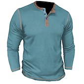 olcso Alkalmi Henley póló-Férfi Gofri póló Gombos póló Póló Henley ing Hosszú ujj Henley Tavasz &amp; Ősz Színes Raglan Sleeve Divat Dizájn Alap Vakáció Utca Alkalmi Sötétbarna Fekete Fehér Férfi felső póló