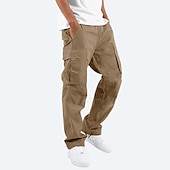 cheap Cargo Pants-Men&#039;s Cargo Pants Cargo Trousers Trousers Drawstring Elastic Waist Multi Pocket Plain Comfort Breathable Casual Daily Fashion Streetwear Black Light Green