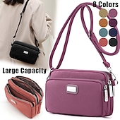 billiga Crossbodyväskor-Dam Crossbody-väska Axelväska Hoboväska Nylon Utomhus Dagligen Helgdag Dragkedja Stor kapacitet Vattentät Lättvikt Ensfärgat Ljus och elegant lila Svart Marinblå