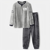 economico Pigiami-Per uomo loungewear Pigiami Set pigiama Top e pantalone del pigiama 2 pezzi Liscio Moda Informale Comoda Interni Giornaliero Flanella Comfort Girocollo Manica lunga Pullover Pantaloni da jogger Vita