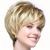 levne starší paruka-Syntetické paruky Volný Střih Pixie Paruka Krátký Zlatavá Ombre Blonde Umělé vlasy Dámské Módní design Přírodní Snadné přenášení Blonďatá