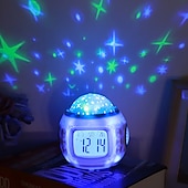 preiswerte Projektorlampe und Laser-Projektor-2023 neue star sky projektor led musik wecker multifunktions kalender temperatur display nachtlicht kinder geschenk