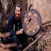 Χαμηλού Κόστους Διακόσμηση διακοπών-Σαμάν τύμπανο δέντρο της ζωής Σιβηρία τύμπανο σαμάνος διακοσμητικό λάτρης της μουσικής καρέ ντραμς χειροτεχνίας