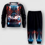 abordables Deportes y Juegos 3D para Niños-Chico 3D Graphic Conjunto de sudadera y pantalón deportivo Conjunto Manga Larga Impresión 3d Otoño Invierno Activo Moda Fresco Niños 3-12 años Cuello Barco Exterior Vacaciones Calle Ajuste regular