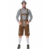preiswerte Männer-Oktoberfest Lederhosen Hemd Bayerisch Bayerisch Deutsch Wiesn Herren Stoff im traditionellen Stil Bluse Shorts Hut