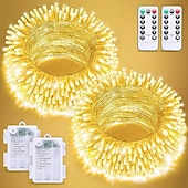 abordables Guirlandes lumineuses à piles-Halloween Noël boîte à piles étanche guirlande lumineuse 8 fonctions télécommande intérieure et extérieure cour jardin décoration de mariage lumière 4m-30leds/6.5m-50leds/10m-100leds
