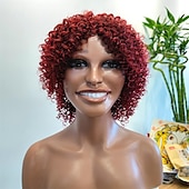 economico parrucca più vecchia-parrucche grigie per le donne nere parrucche intrecciate per le donne nere brevi parrucche ricci con la frangetta ricci parrucche afro per le donne nere parrucca riccia crespa parrucche di capelli