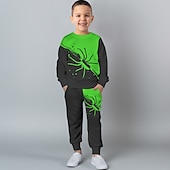 preiswerte Jungen 3D Tiere-Jungen 3D SPIDER Set aus Sweatshirt und Jogginghose Set Langarm 3d Drucken Herbst Winter Aktiv Modisch Cool kinderkleidung 3-12 Jahre Rundhalsausschnitt Outdoor Urlaub Strasse Regular Fit