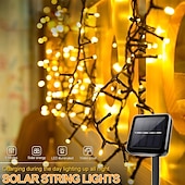 halpa Aurinkoenergiakäyttöinen-Vedenkestävä aurinko-LED-valoketju ulkona keijukaisvalot 5M-20 to 22M-200 LED-puutarhaan häihin juhliin ja lomakoristeluun