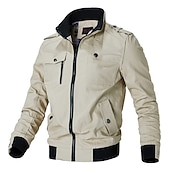 economico Giubbotti Cargo-Per uomo Giacca da camionista Giubbotto bomber Giacca utility Giacca di transizione All'aperto Abbigliamento quotidiano Indossabile Tasca Primavera &amp; Autunno Semplice Moda Streetwear Colletto Mao