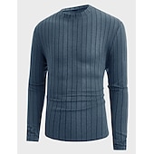 economico magliette di base-Per uomo Maglietta Camicia a Maniche Lunghe Manica Lunga Girocollo Primavera &amp; Autunno Semplice Striscia di Fossa Moda Designer Essenziale Lavoro a maglia Vacanza Streetwear Uscire Vinaccia Nero Blu