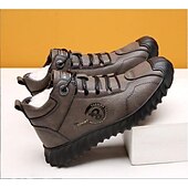 cheap Winter &amp; Snow Boots-Men&#039;s Black Faux Leather Ankle Boots with Warm Plush Lining and Rugged Non-Slip Sole - Stylish and Comfortable for Cold Weather and Outdoor Activities