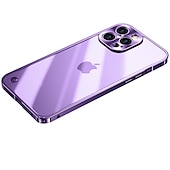 お買い得  iPhone用ケース-iPhone 16、iPhone 15、14 Pro Max Plus バックカバー バンパーフレーム スリムケース 着脱式ミラー 透明レトロアクリル金属