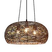abordables Diseño de Linterna-Lámpara de bambú retro de ratán e26/e27, la iluminación del techo de la lámpara es aplicable a la sala de estar, dormitorio, restaurante, cafetería, bar, restaurante, club, 110-240v
