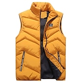 男性用 冬物コート キルティングベスト ポケット オフィス&キャリア デート カジュアル/普段着 屋外 カジュアルスーツ スポーツ 冬 平織り ブラック ホワイト イエロー ルビーレッド パファージャケット お買い得  メンズパファーベスト-男性用 冬物コート キルティングベスト ポケット オフィス&キャリア デート カジュアル/普段着 屋外 カジュアルスーツ スポーツ 冬 平織り ブラック ホワイト イエロー ルビーレッド パファージャケット