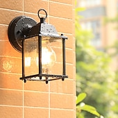 abordables luces de pared al aire libre-Aplique de pared LED, accesorio de iluminación, aplique de pared antiguo, linterna externa impermeable ip65, linterna de vidrio de aluminio a prueba de herrumbre, lámpara de pared, linterna, patio,