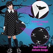 levne Dívčí kostýmy-Středa Addams Addamsova rodina středa Šaty Cosplay Paruky gotický Filmové kostýmy for Dívčí Dětské Plesová maškaráda